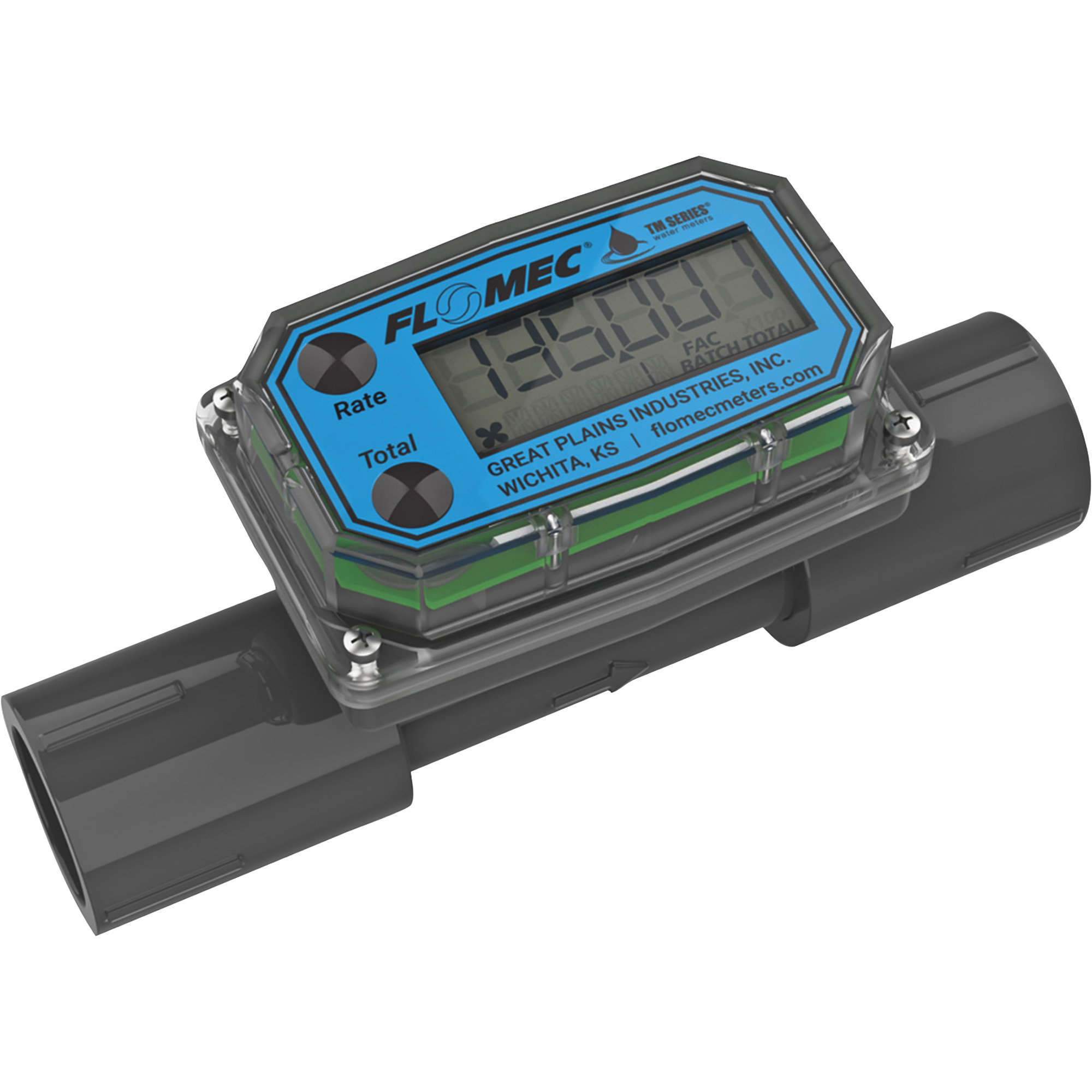 Flomec PVC Water Processing and Irrigation Flow Meter — 1/2in. to 2in., Model# TM07NQ9GMA